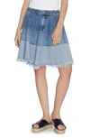 Wash Lab Denim Let's Go Two-tone Denim Skirt In Prep Blue Light