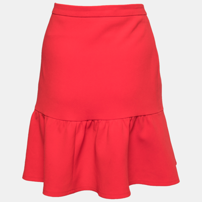 Pre-owned Boutique Moschino Red Crepe Flared Hem Skirt M
