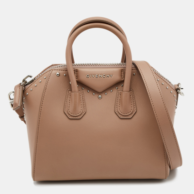 Pre-owned Givenchy Beige Leather Mini Antigona Satchel