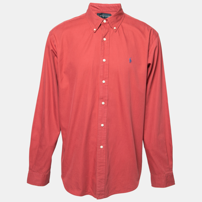 Pre-owned Ralph Lauren Red Cotton Button Front Classic Fit Shirt Xl