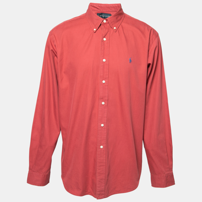 Pre-owned Polo Ralph Lauren Red Cotton Button Front Classic Fit Shirt Xl