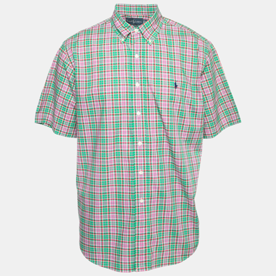 Pre-owned Ralph Lauren Green & Pink Checked Cotton Classic Fit Shirt Xl