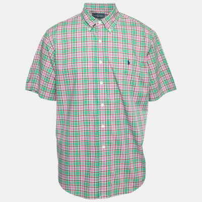 Pre-owned Polo Ralph Lauren Green & Pink Checked Cotton Classic Fit Shirt Xl