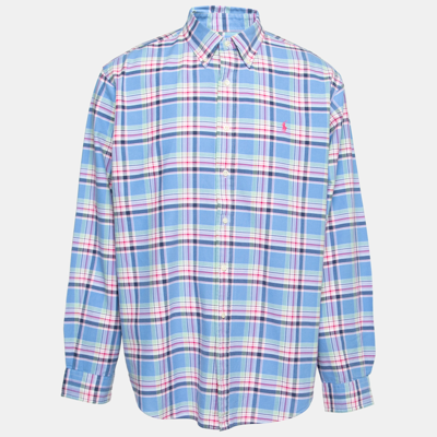 Pre-owned Ralph Lauren Blue Checkered Cotton Button Front Shirt Xl