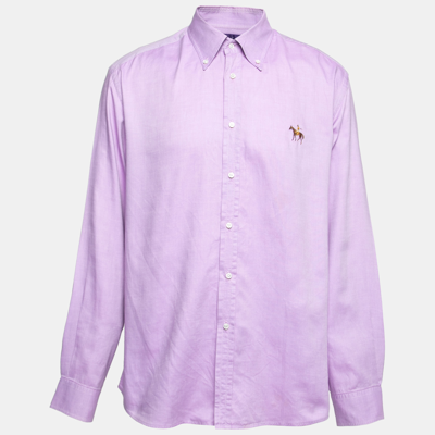 Pre-owned Ralph Lauren Lavender Cotton Logo Embroidered Button Down Shirt S In Purple