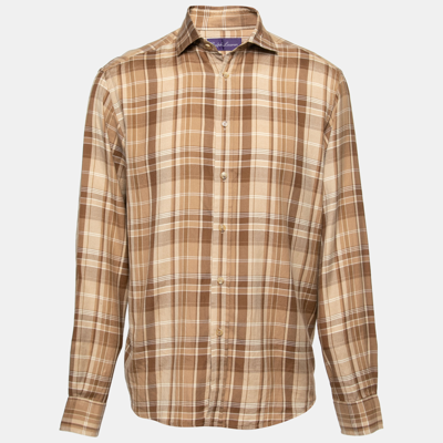 Pre-owned Polo Ralph Lauren Brown Checkered Cotton Button Front Shirt M