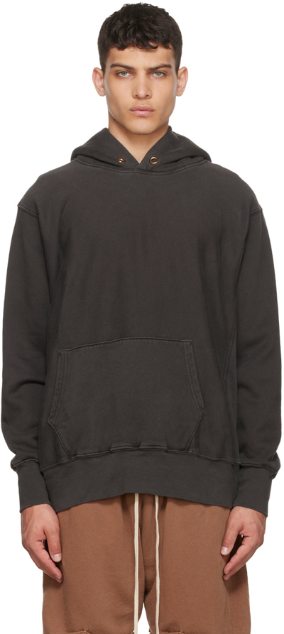 Les Tien Gray Cotton Hoodie In Vintage Black