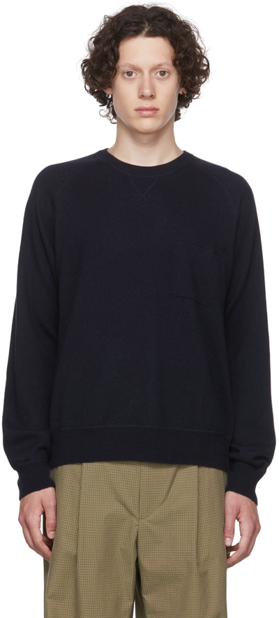 Officine Generale Slater Merino Wool Jumper In Navy