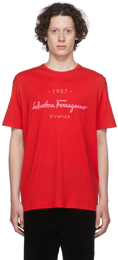 Ferragamo 1927 Signature Cotton T-shirt In Rot ModeSens