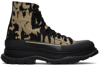 ALEXANDER MCQUEEN BEIGE GRAFFITI TREAD SLICK HIGH SNEAKERS