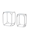 GLITZHOME METAL WITH GLASS ACCENT TABLE - SET OF 2