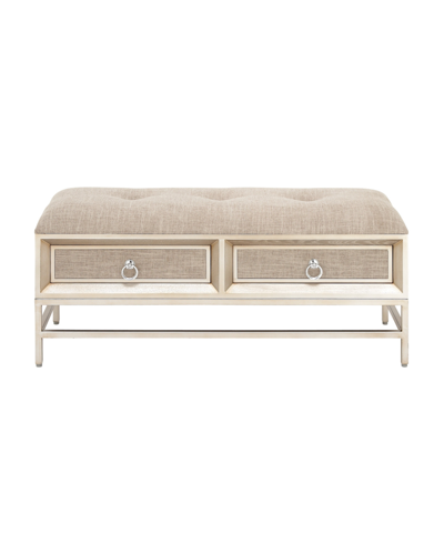 Rosemary Lane Linen And Metal Contemporary Bench In Beige