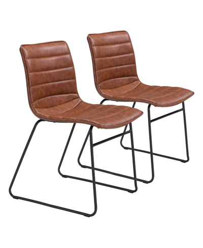 Zuo Jack Dining Chair, Set Of 2 In Brown