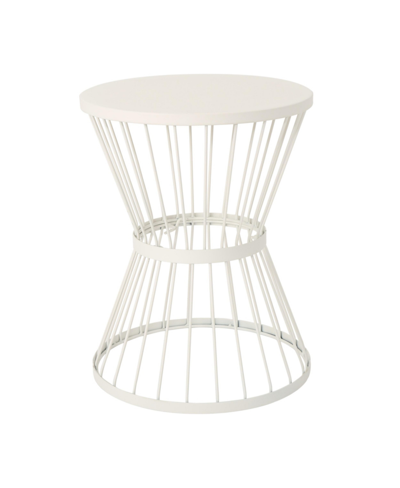 Noble House Lassen Outdoor Side Table In Matte White