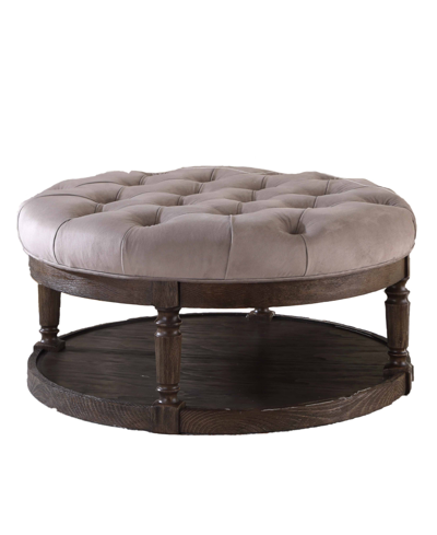 Best Master Furniture Samuel Tufted Upholstered Round Ottoman In Otter