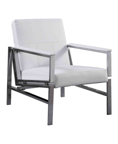 Best Master Furniture Fifth Avenue Faux Leather And Stainless Steel Accent Chair In White