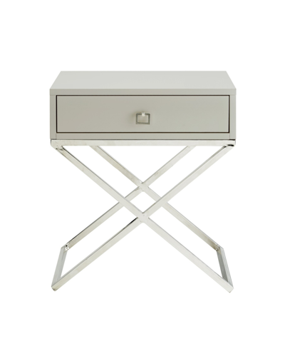 Inspired Home Gekko Lacquer Nightstand With Metal X-legs In Gray