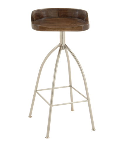 Rosemary Lane Iron And Wood Contemporary Bar Stool In Dark Brown