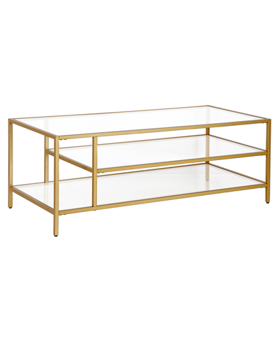 Hudson & Canal Winthrop Coffee Table With Shelves, 46" X 20" In Brass