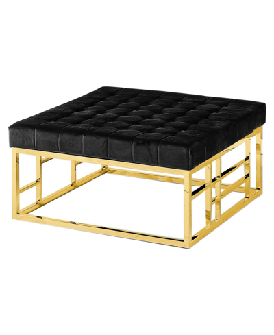 Best Master Furniture Square Accent Ottoman In Gold-tone