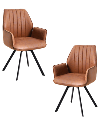 Best Master Furniture Chidimma Swivel Arm Chair, Set Of 2 In Brown