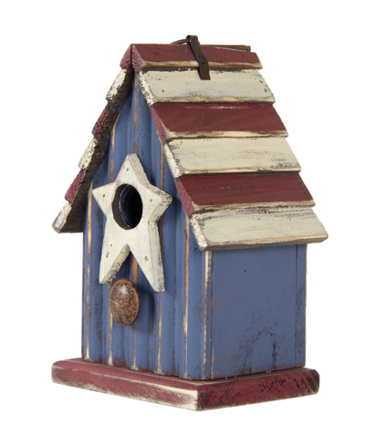 Glitzhome Solid Wood Rustic Birdhouse In Indigo