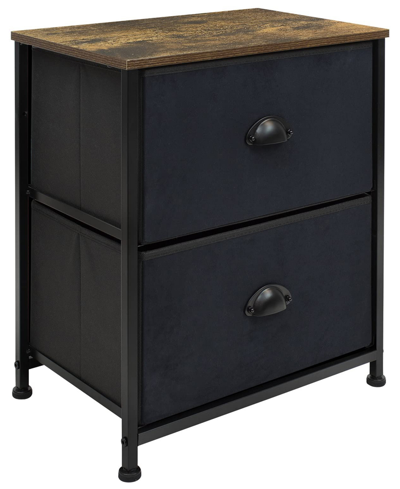 Sorbus 2 Drawer Chest Dresser With Wood Top In Black,wood Top