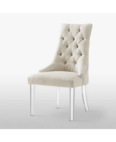 Inspired Home Marilyn Button Tufted Dining Chair With Acrylic Legs Set Of 2 In Cream