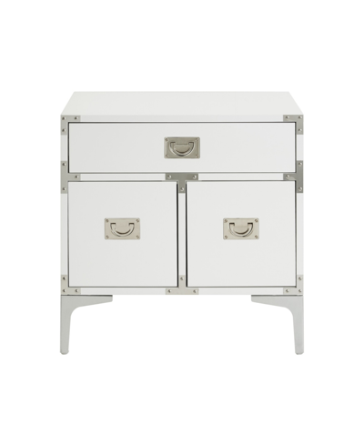 Inspired Home Marco Lacquer Metal Leg Nightstand In White
