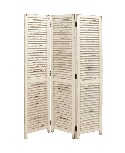 Rosemary Lane Cream Wood Farmhouse Room Divider Screen
