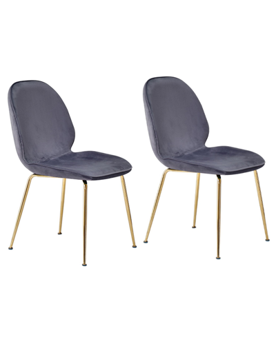 Best Master Furniture Franklin Velvet Mid Century Upholstered Side Chairs, Set Of 2 In Gray