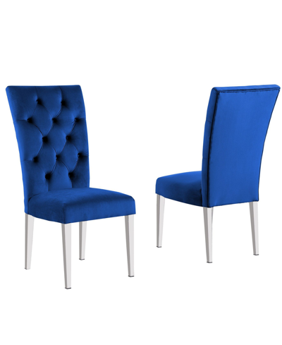Best Master Furniture Layla Modern Velvet Upholstered Side Chairs In Blue (set Of 2)