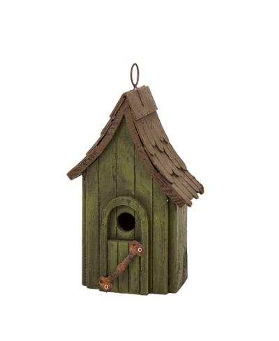 Glitzhome Distressed Wooden Birdhouse In Green