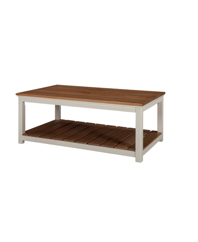 Alaterre Furniture Savannah 45" W Coffee Table, Ivory With Natural Wood Top
