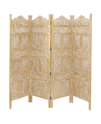 Rosemary Lane Mango Wood Traditional Room Divider Screen In Gold-tone