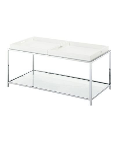 Convenience Concepts Palm Beach Coffee Table With Shelf And Removable Trays In White