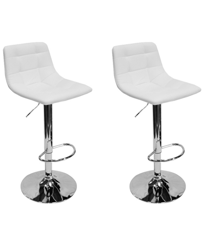 Best Master Furniture Mandy Modern Adjustable Swivel Kitchen Bar Stools, Set Of 2 In White