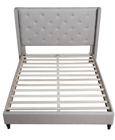 Best Master Furniture Valentina Upholstered Wingback Platform Bed, Full In Beige