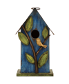 GLITZHOME DISTRESSED SOLID WOOD BIRDHOUSE WITH LEAVES