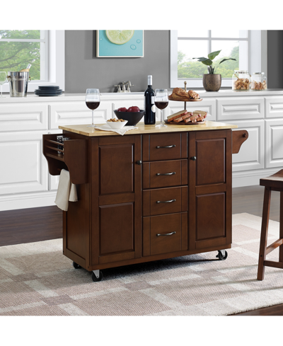 Crosley Eleanor Natural Wood Top Kitchen Cart In Mahogany