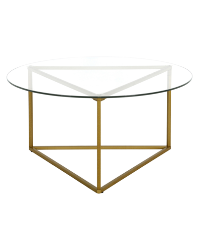 Hudson & Canal Jenson 35" Round Coffee Table In Brass