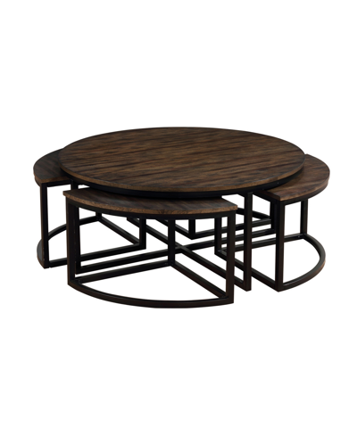 Alaterre Furniture Arcadia Wood 42" Round Coffee Table With Nesting Tables