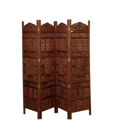 Rosemary Lane Mango Wood Traditional Room Divider Screen In Red