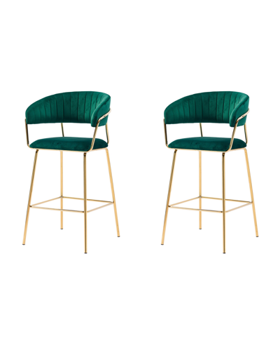 Best Master Furniture Bellai Fabric 29" Bar Chair, Set Of 2 In Green