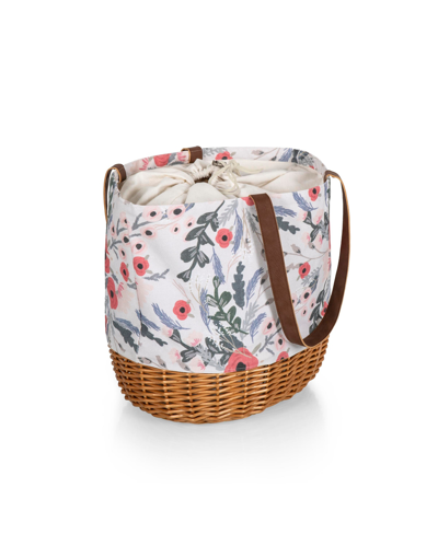 Picnic Time Coronado Canvas And Willow Basket Tote In Floral