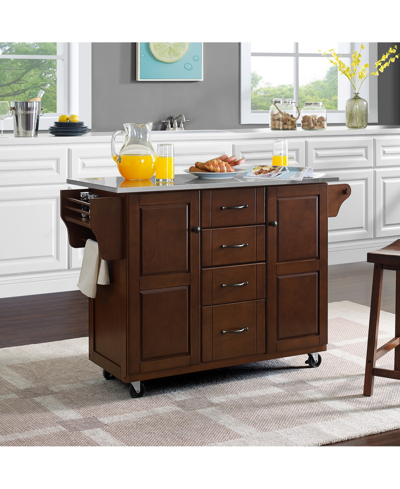 Crosley Eleanor Stainless Steel Top Kitchen Cart In Mahogany