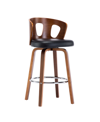 AC PACIFIC FAUX LEATHER MID-CENTURY MODERN BACKLESS SWIVEL BARSTOOL, SET OF 2