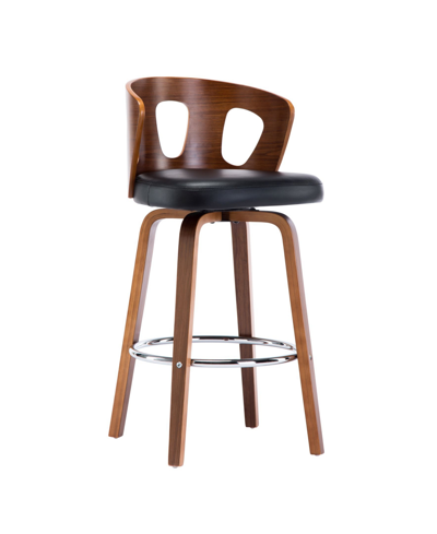 Ac Pacific Faux Leather Mid-century Modern Backless Swivel Barstool, Set Of 2