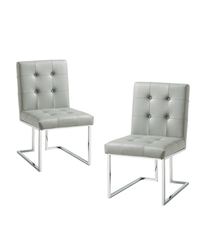 Inspired Home Vanderbilt Upholstered Dining Chair With Metal Frame Set Of 2 In Gray