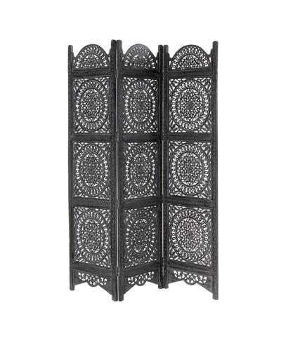 Rosemary Lane Mango Wood Eclectic Room Divider Screen In Black